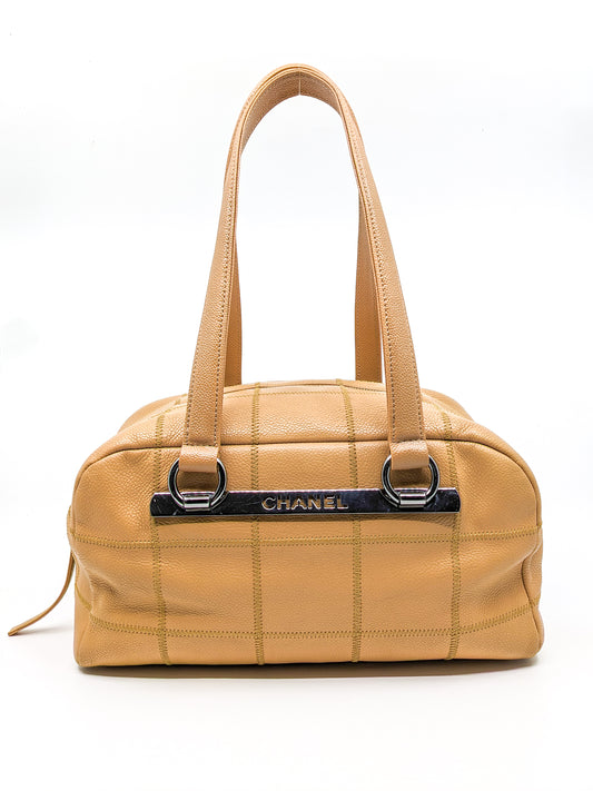 Vintage Chanel Bowling Bag in Beige Caviar