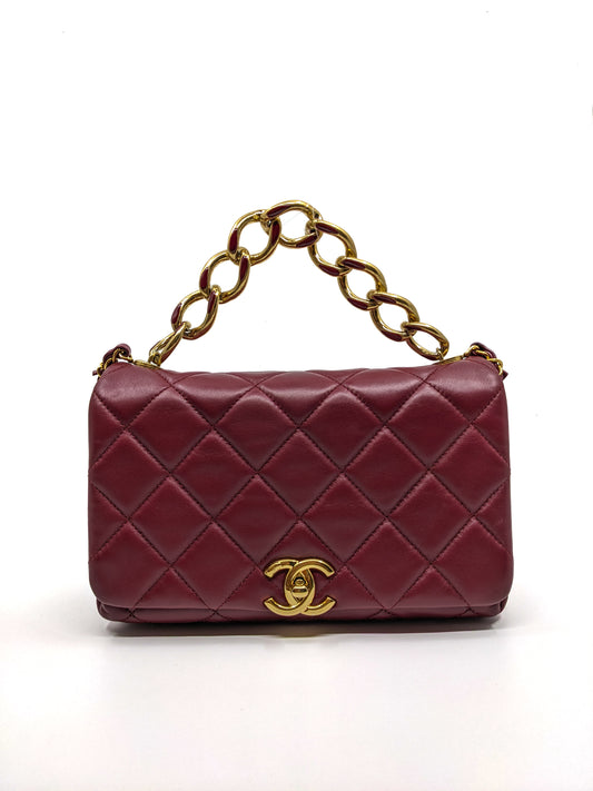Chanel Single Flap Burgundy Seasonal