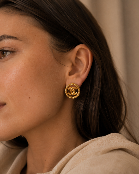 Chanel Vintage Clip-on CC Round Earrings