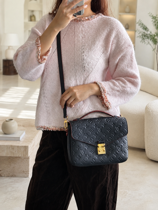 Louise Vuitton Pochette Metis Navy Empreinte Gold Hardware