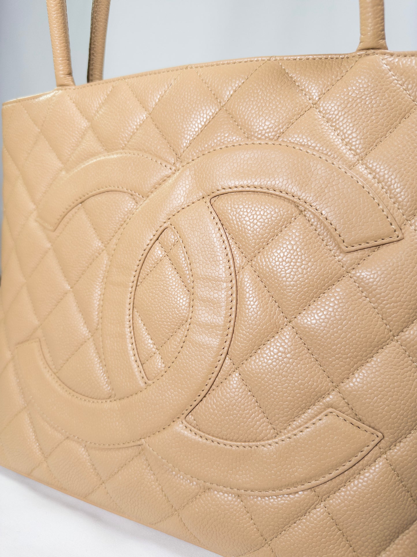 Vintage Chanel Medallion Tote in Beige