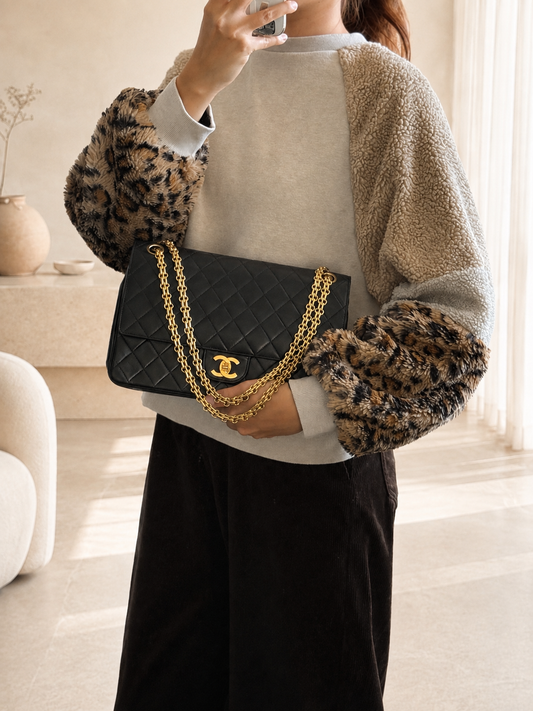 Rare Vintage Chanel CF Medium Black Lambskin Bijoux Chain 24K Gold Hardware