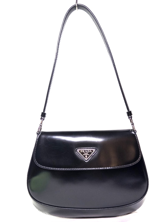 Prada Cleo Brushed Leather Shoulder Bag With Flap