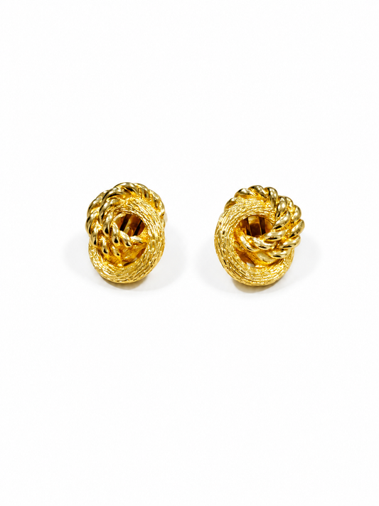 Vintage Dior Gold Tone Woven Knot Clip-on Earrings