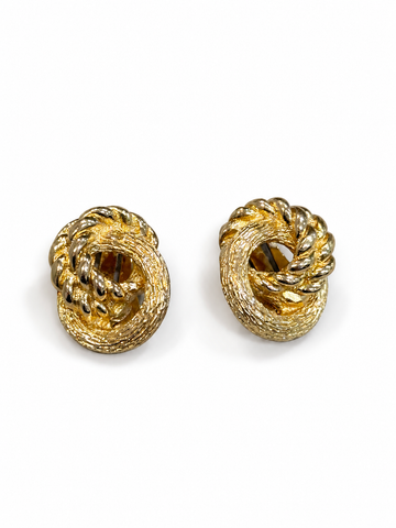 Vintage Dior Gold Tone Woven Knot Clip-on Earrings