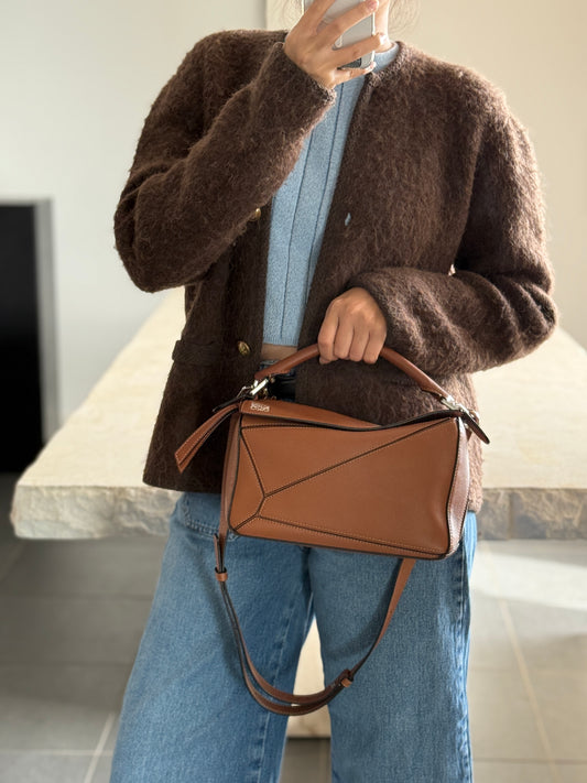 Loewe Small Puzzle in Tan Colour Smooth Leather Gold Hardware