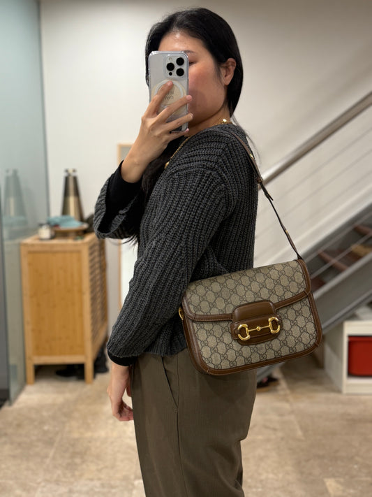 Gucci Horsebit 1955 Medium Brown Canvas