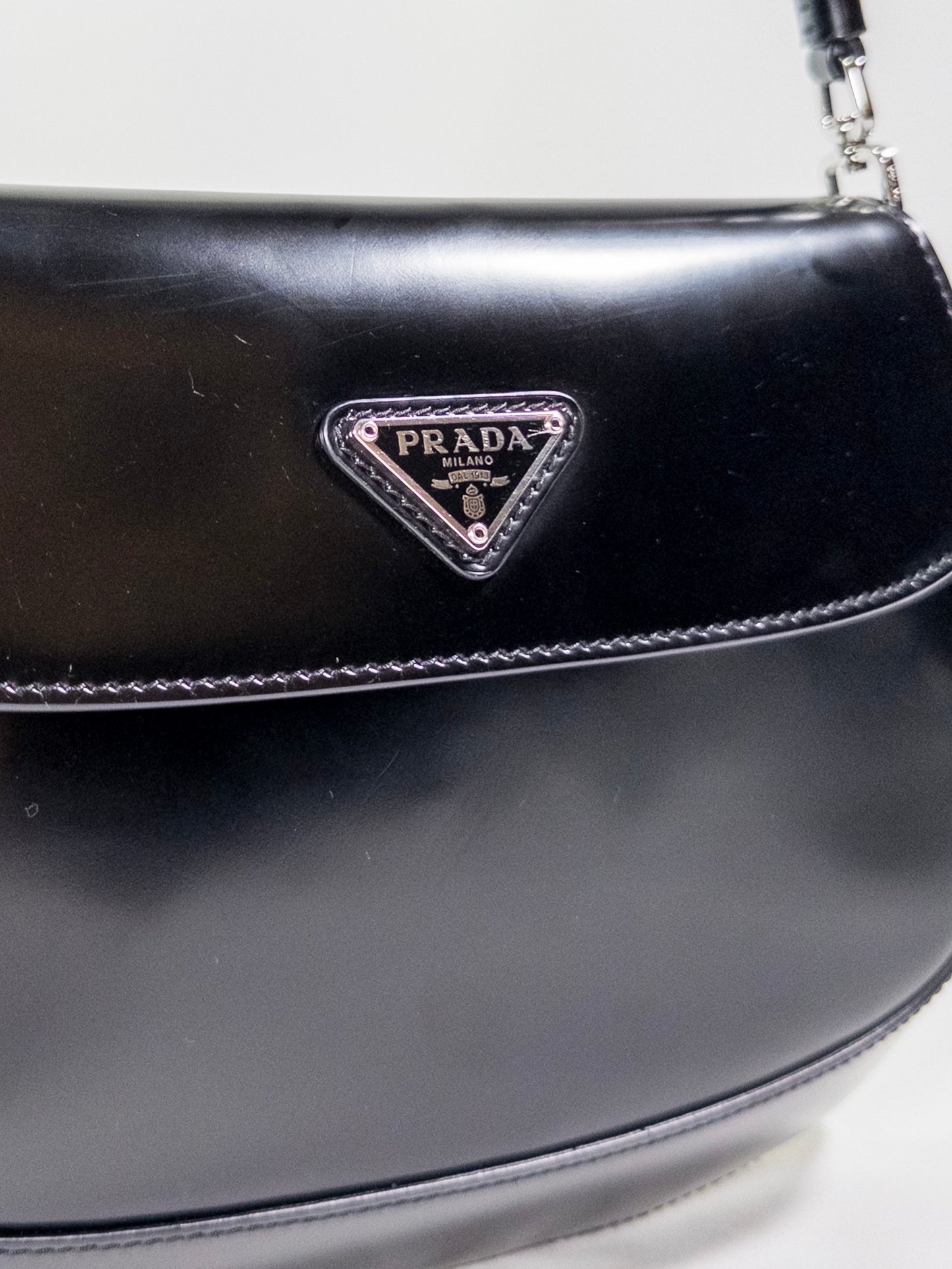 Prada Cleo Brushed Leather Shoulder Bag With Flap