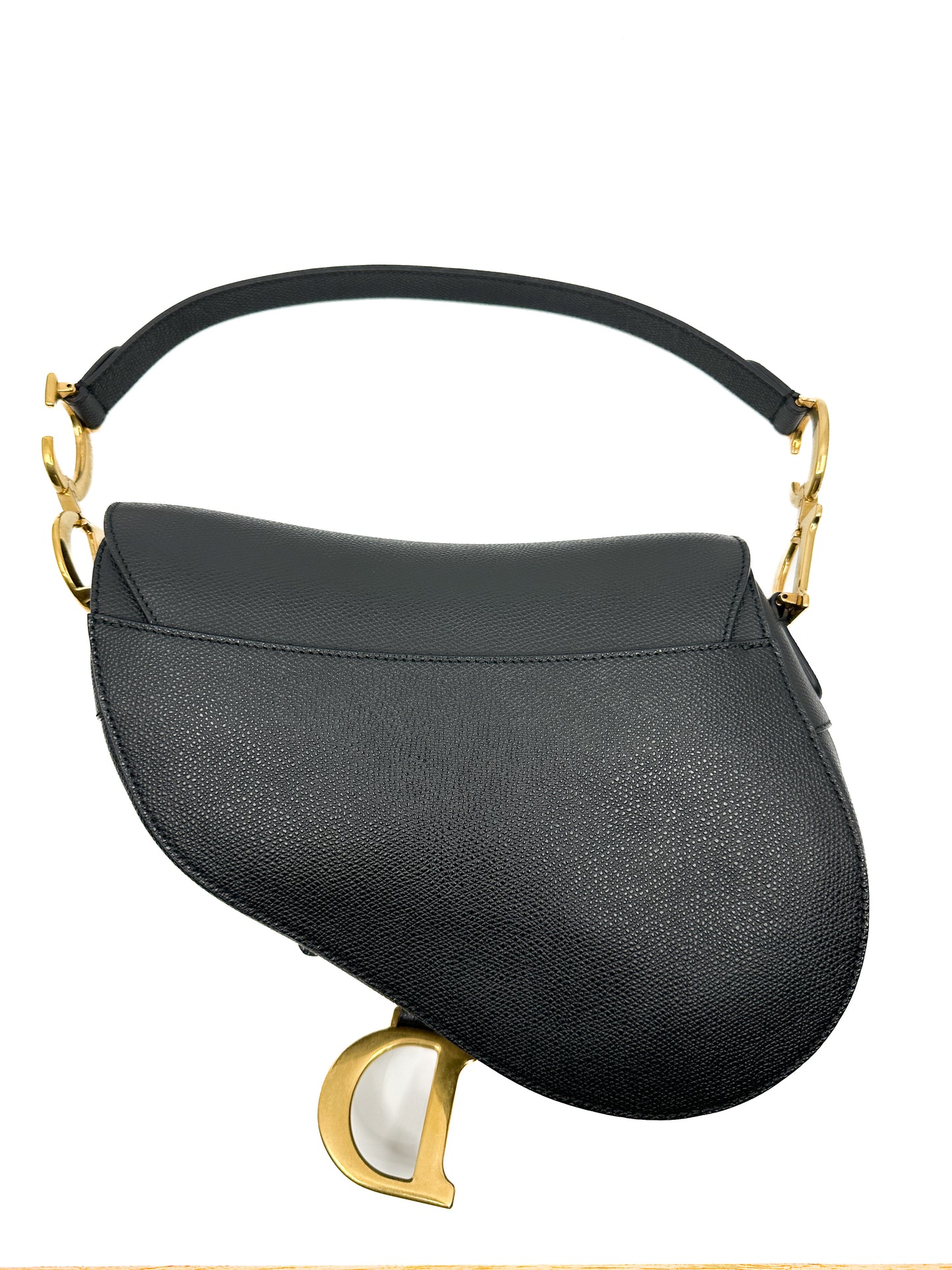 Dior Saddle in Black Grained Leather Medium Size