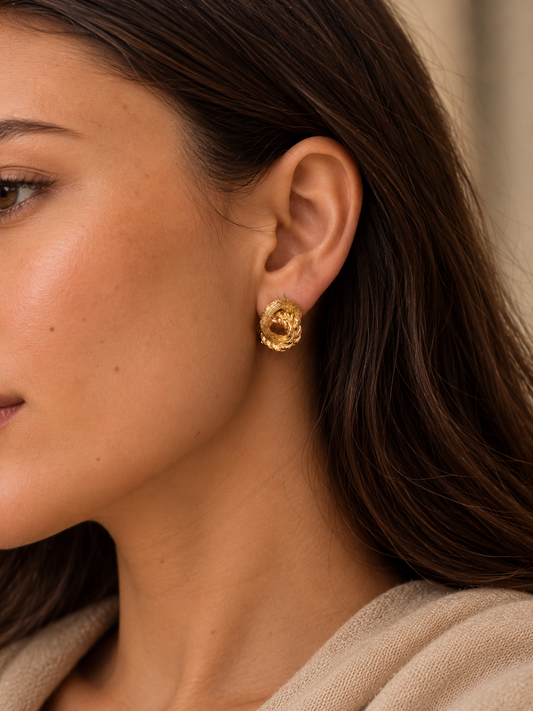 Vintage Dior Gold Tone Woven Knot Clip-on Earrings
