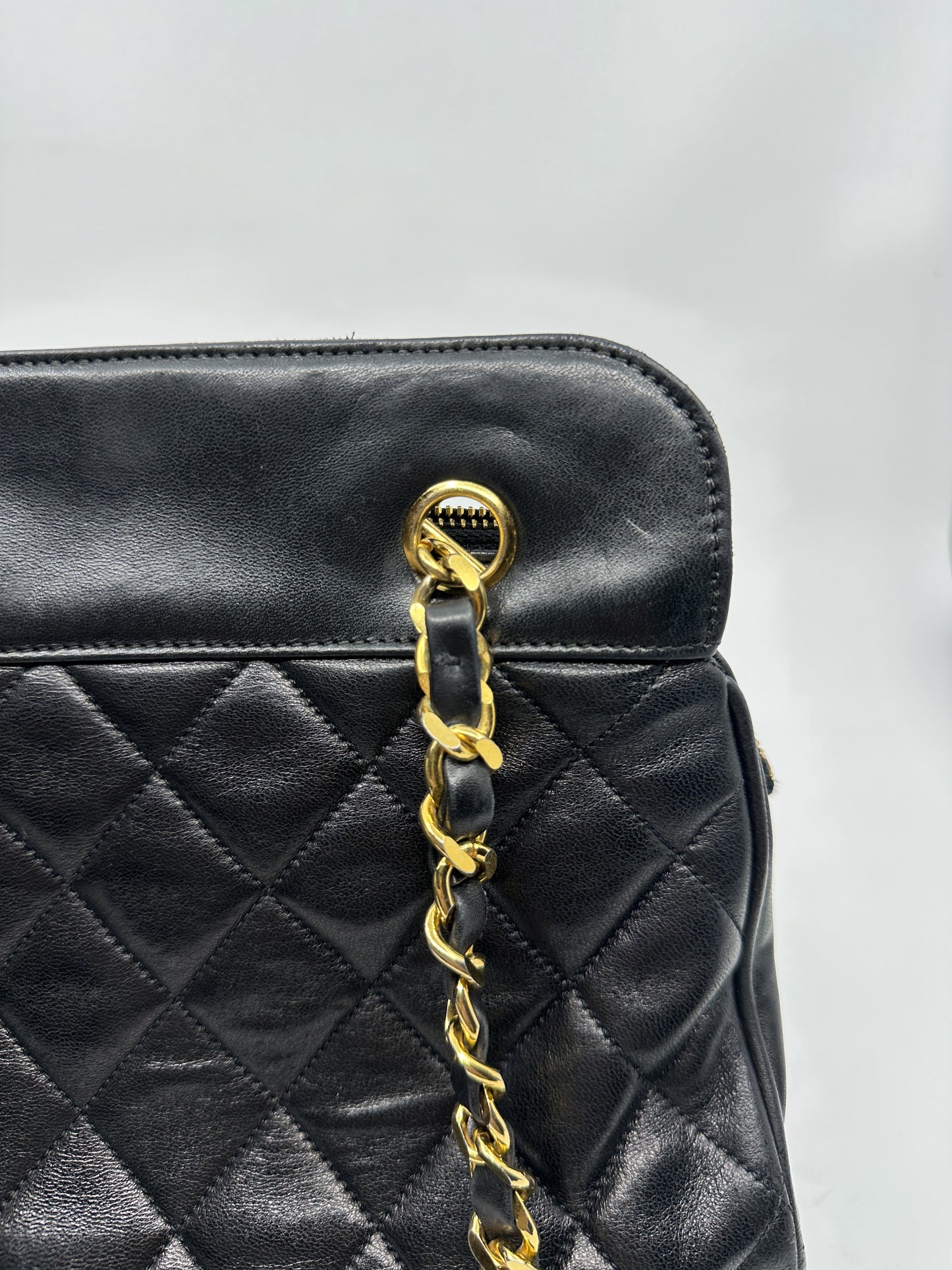 Vintage Chanel Quilted Lambskin Leather Tote