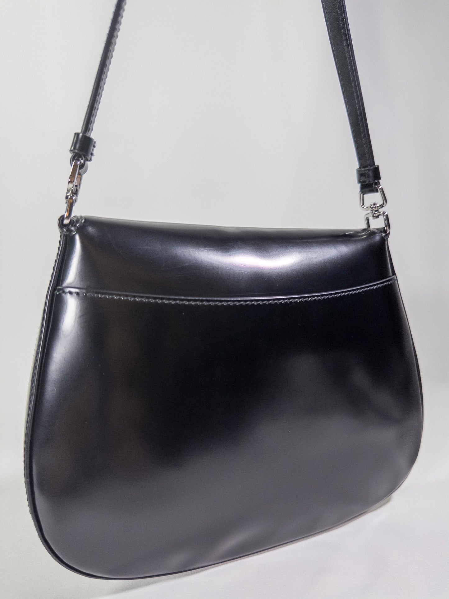 Prada Cleo Brushed Leather Shoulder Bag With Flap