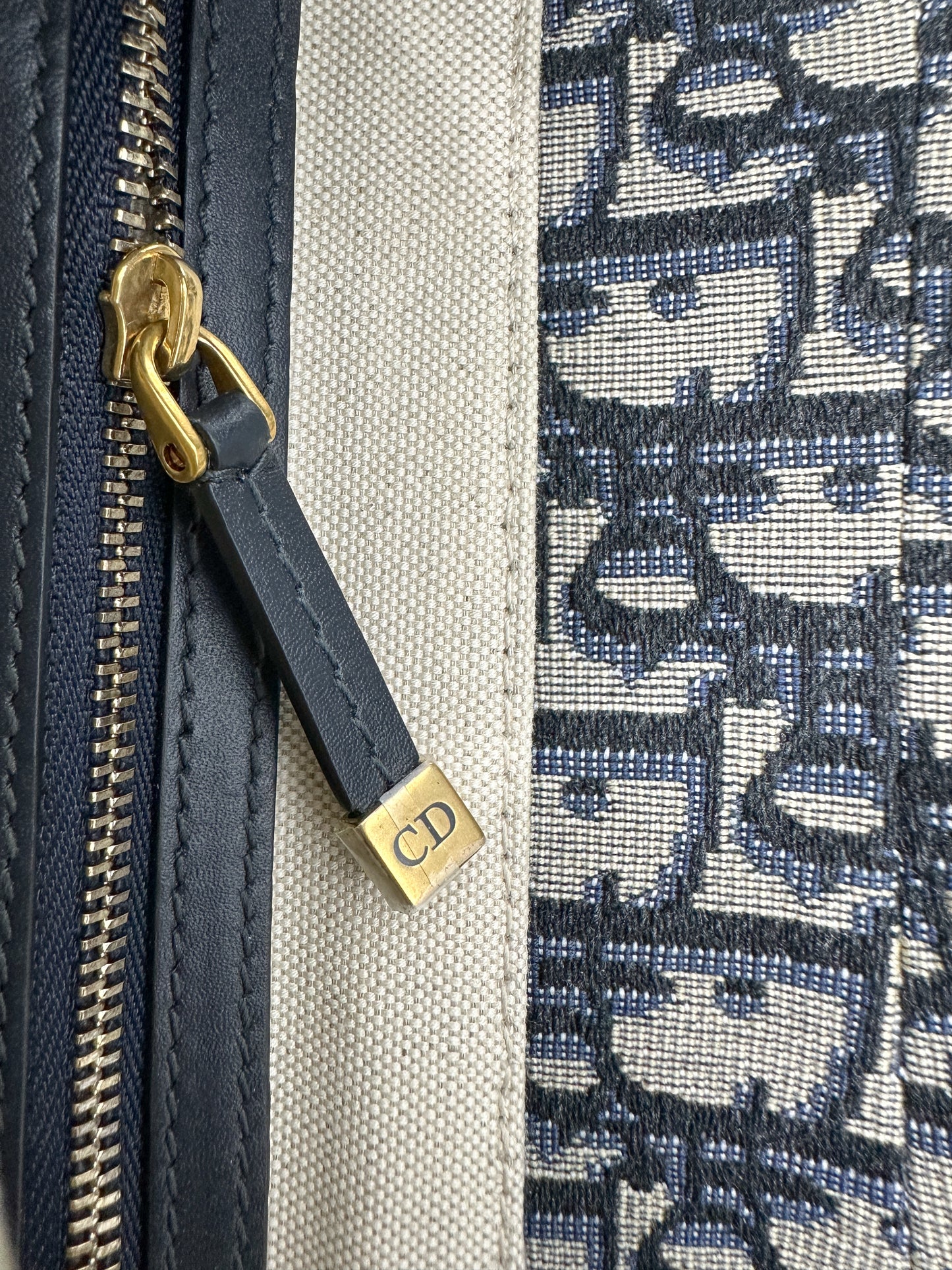 Dior Saddle in Blue Oblique Canvas Medium Size