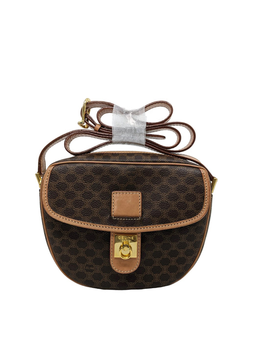 Vintage Celine Macadam Round Canvas Crossbody Bag