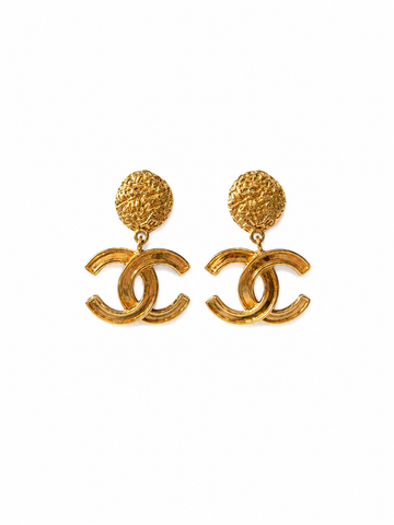 Vintage Chanel Clip-on CC Dangle Earrings
