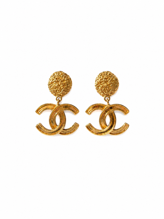 Vintage Chanel Clip-on CC Dangle Earrings
