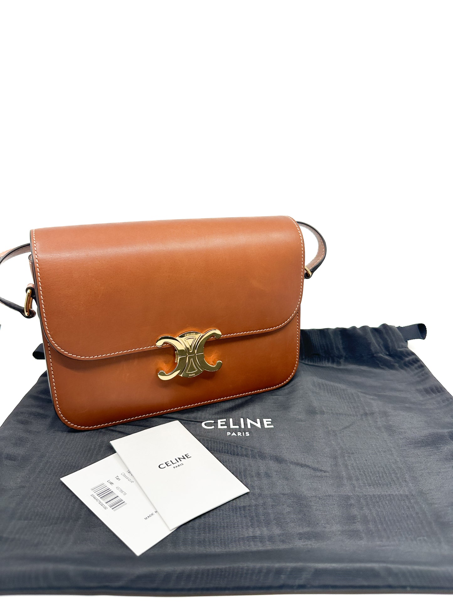 Classique Celine Triomphe Bag in Natural Calfskin