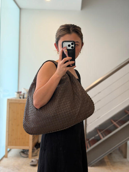 Vintage Bottega Veneta Intrecciato Hobo in Dark Brown