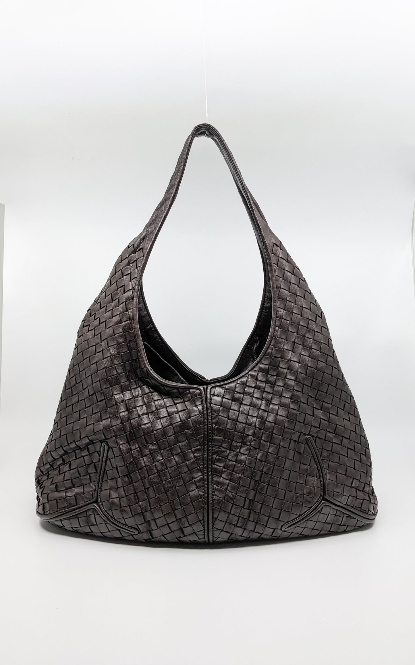 Vintage Bottega Veneta Intrecciato Malmo Ball Hobo Dark Chocolate