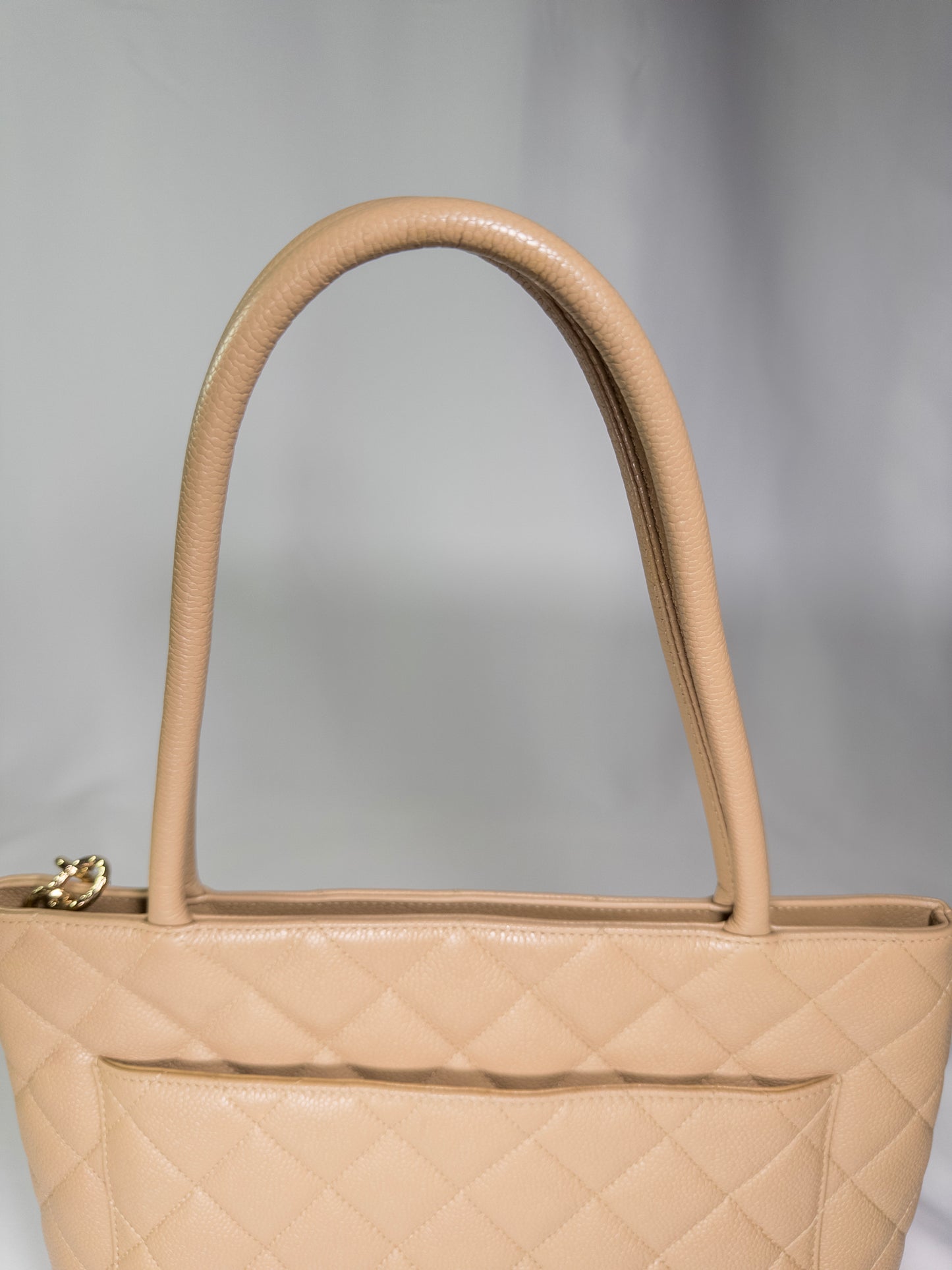 Vintage Chanel Medallion Tote in Beige