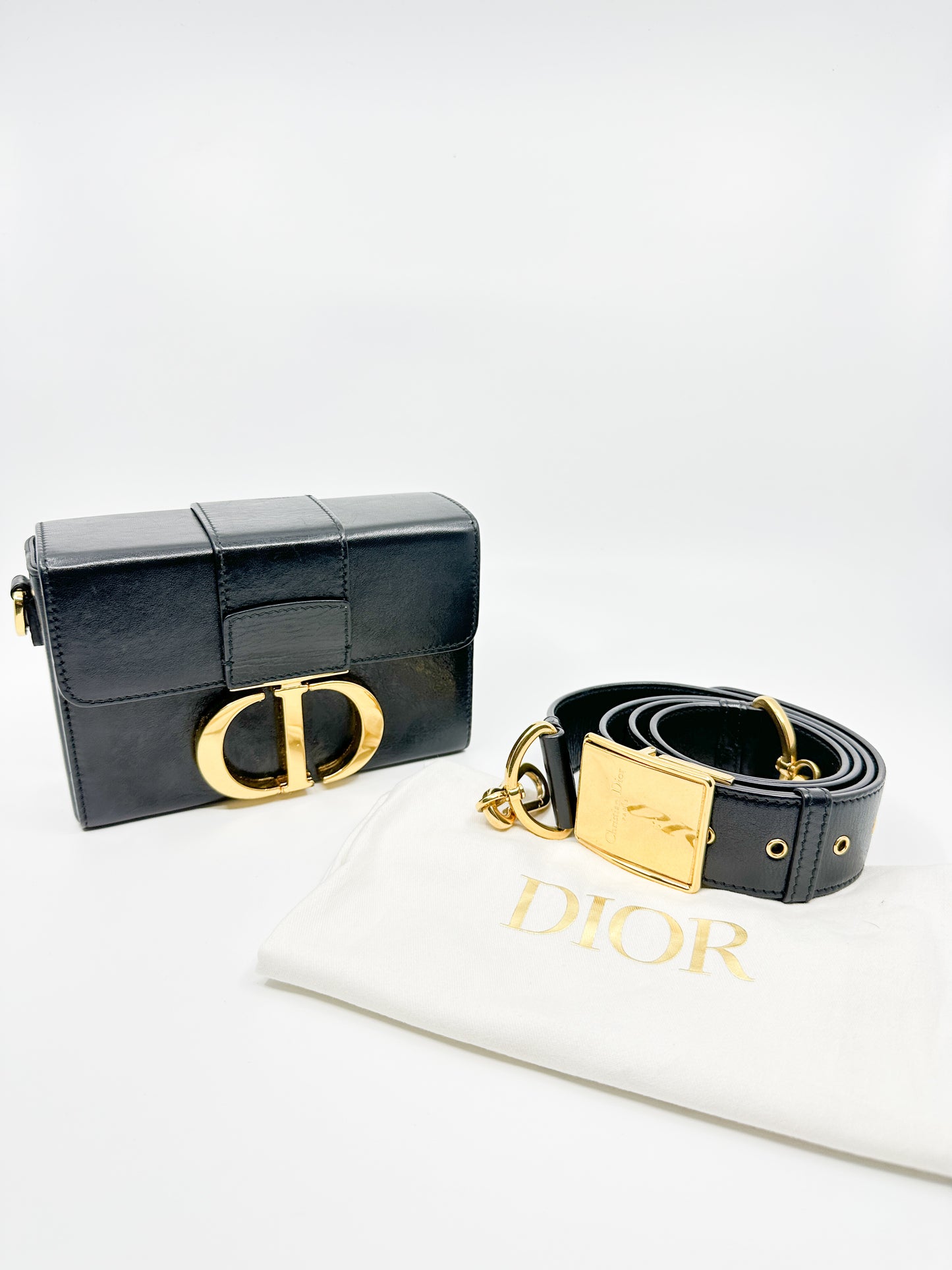 Christian Dior Black Calfskin Leather 30 Montaigne Box Bag