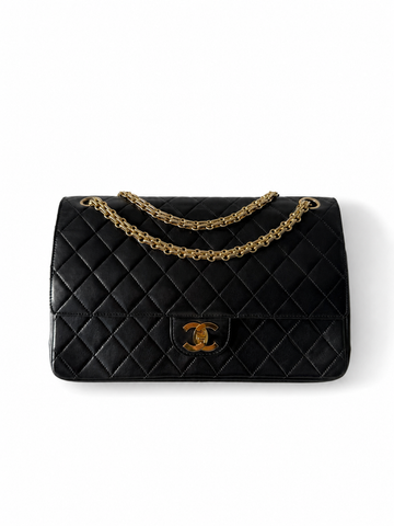 Rare Vintage Chanel CF Medium Black Lambskin 24K Gold Hardware Pre-Series Era