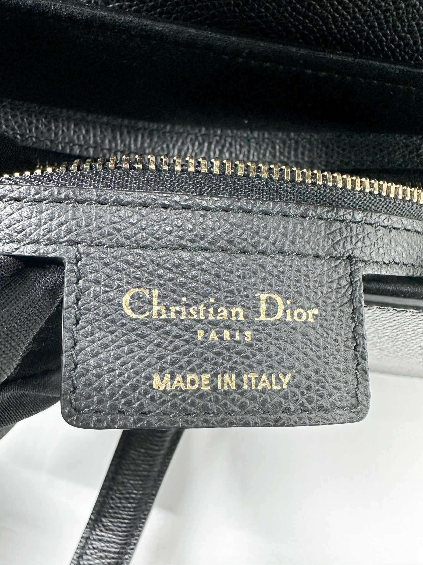 Dior Saddle in Black Grained Leather Medium Size