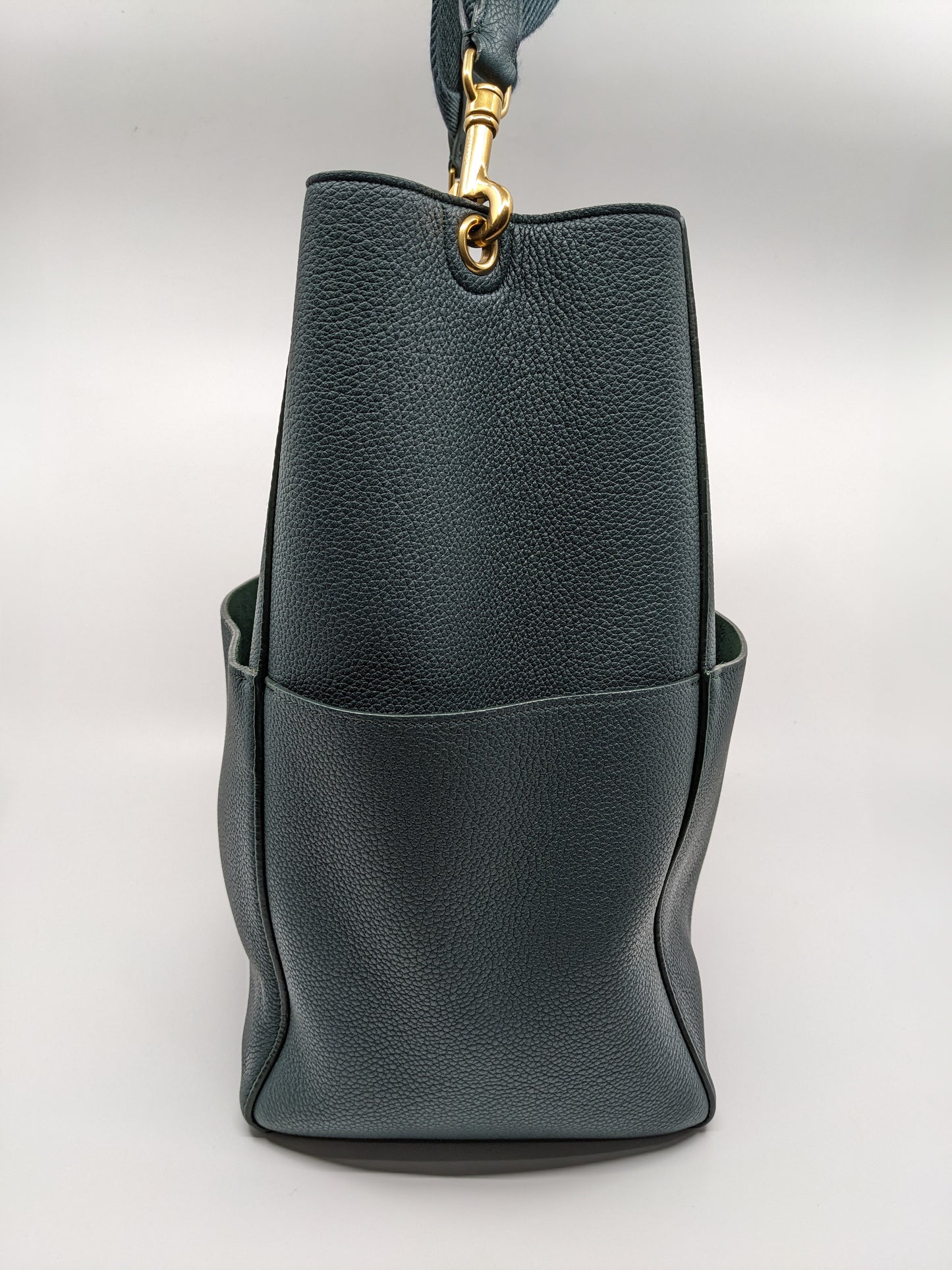 Celine Seau Sangle Tote in Dark Green