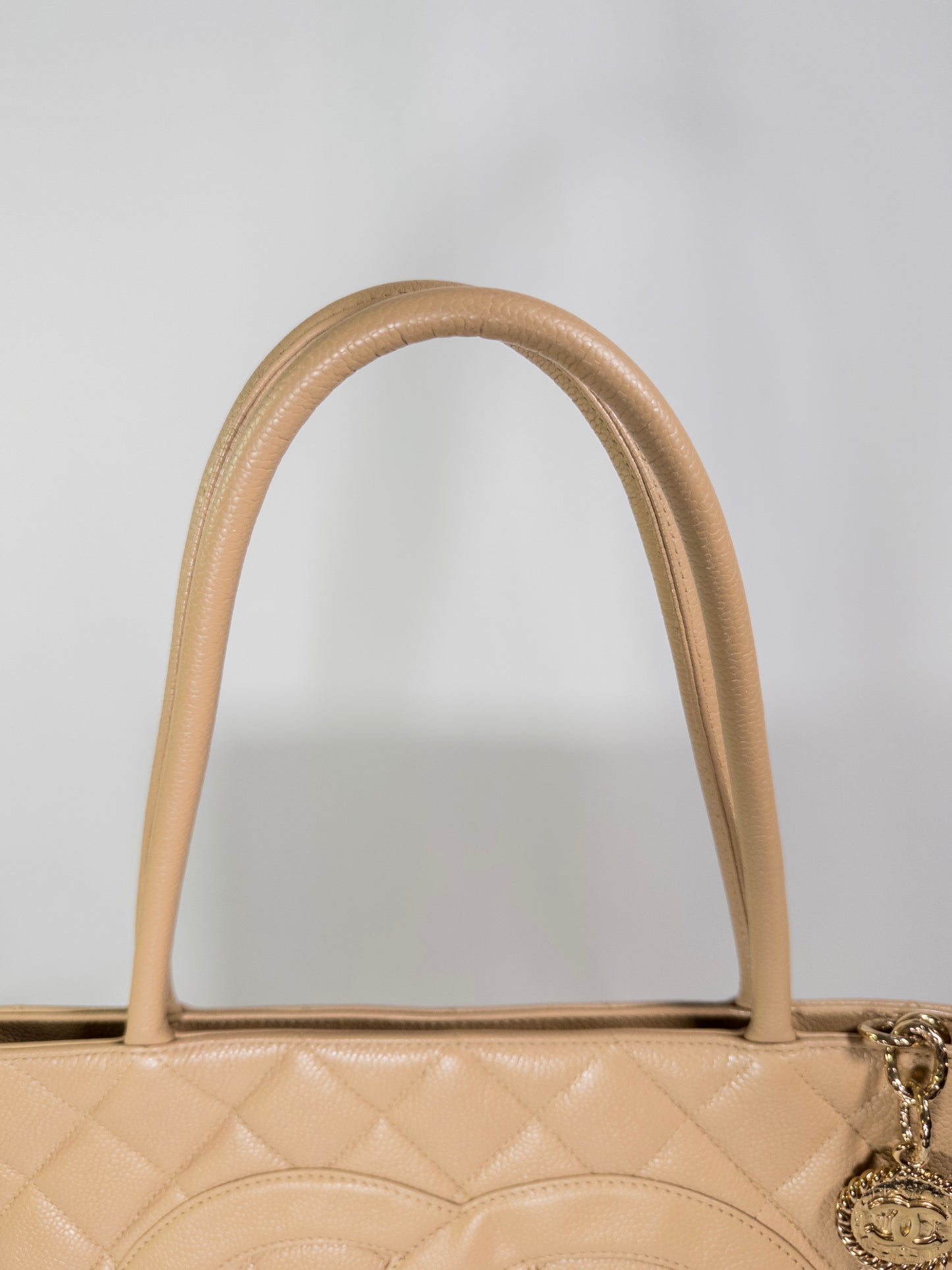 Vintage Chanel Medallion Tote in Beige