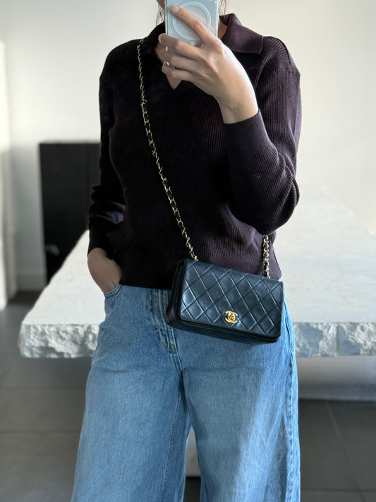 Rare Vintage Chanel Mini Rectangle 24K Gold Hardware