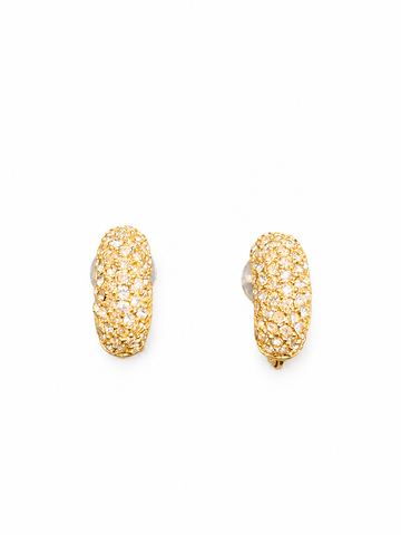 Dior Vintage Gold Tone Crystal Hoop Clip-on Earrings