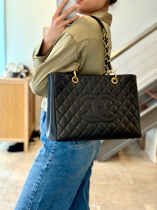 Vintage Chanel GST Black Caviar Gold Hardware