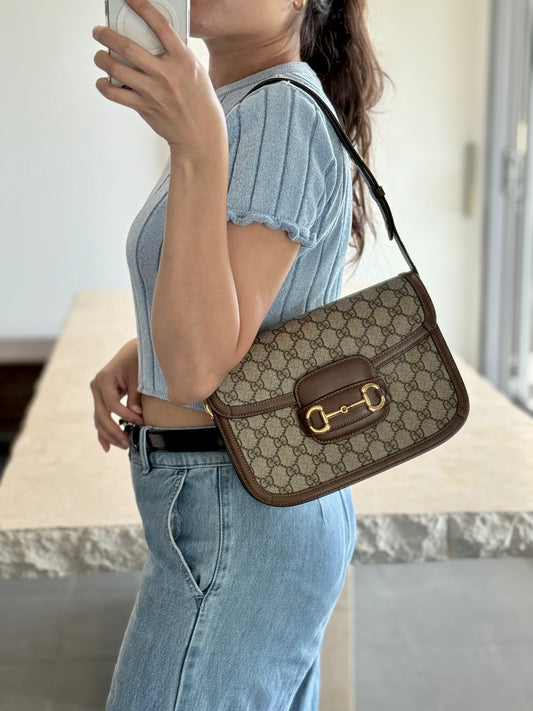 Full Box Gucci Horsebit 1955 Medium Brown Canvas