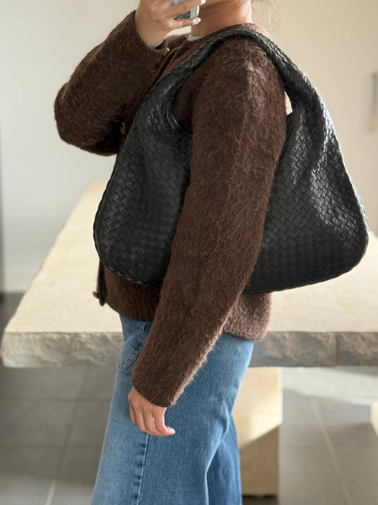 Bottega Veneta Intrecciato Medium Hobo in Dark Grey Leather