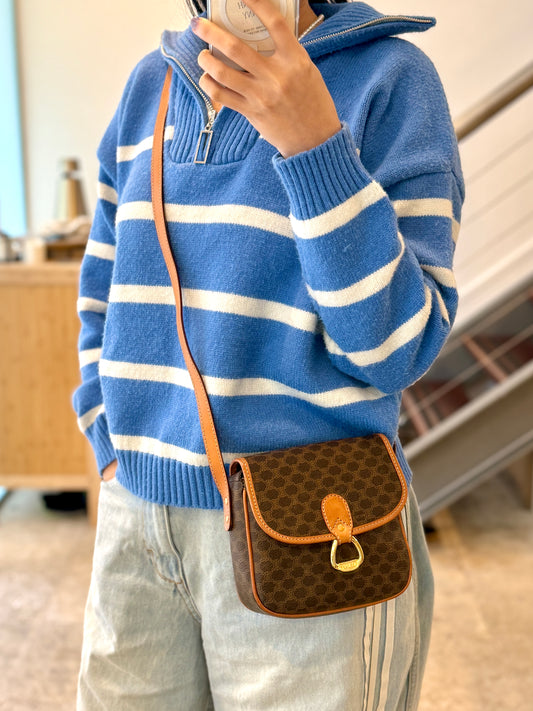 Vintage Celine Macadam Square Canvas Crossbody Bag