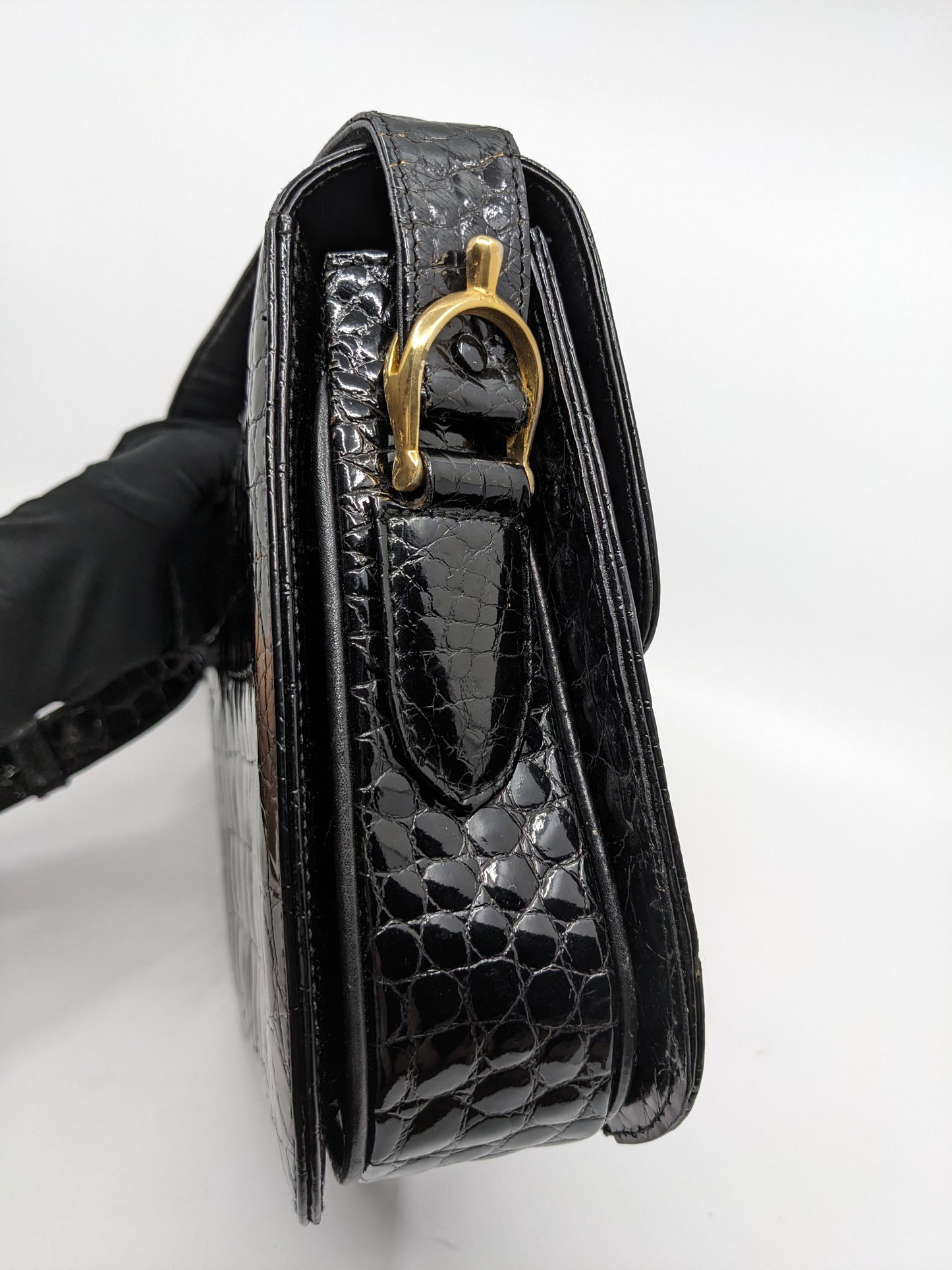 Vintage Celine Triomphe Bag in Crocodile Leather