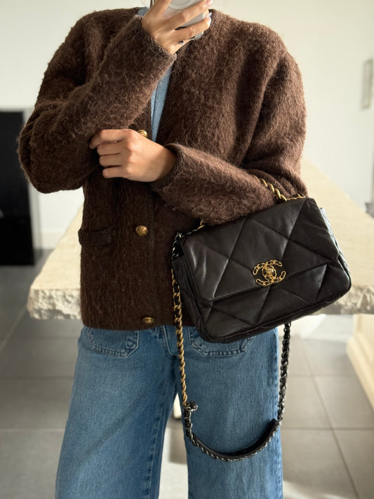 Chanel C19 Single Flap Chocolate Brown Small Bag