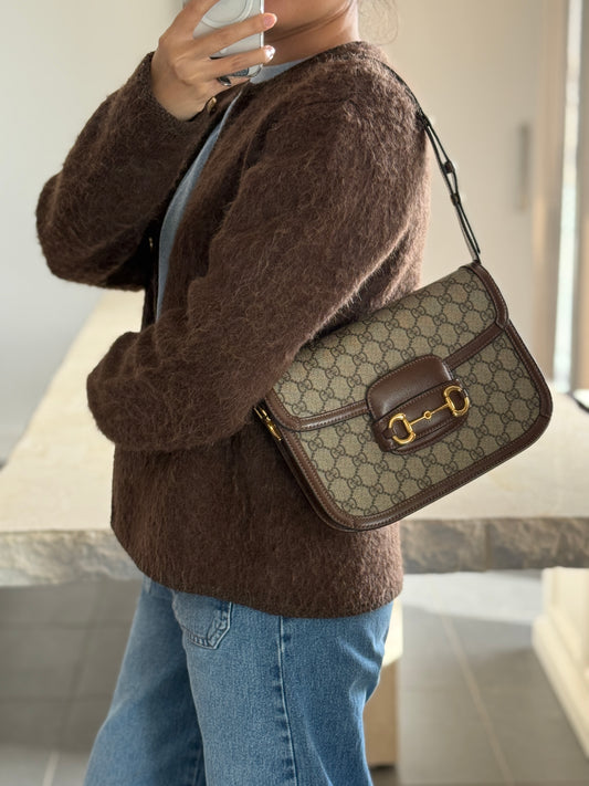 Full Box Gucci Horsebit 1955 Medium Brown Canvas
