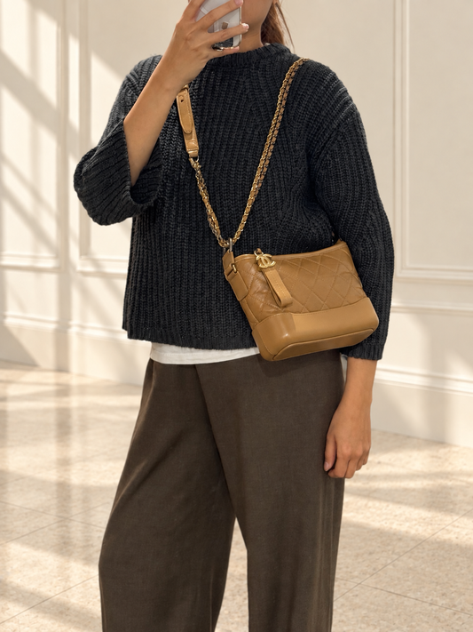 Chanel Small Gabrielle Hobo Bag in Camel Leather