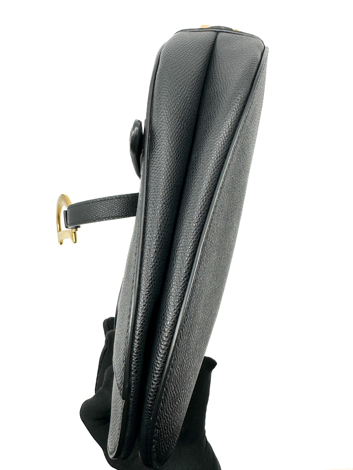 Dior Saddle in Black Grained Leather Medium Size