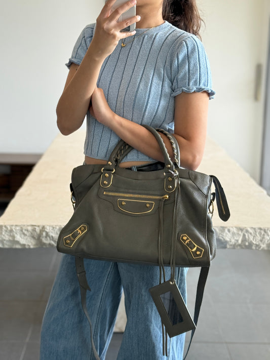 Balenciaga Medium City Dark Grey Gold Hardware