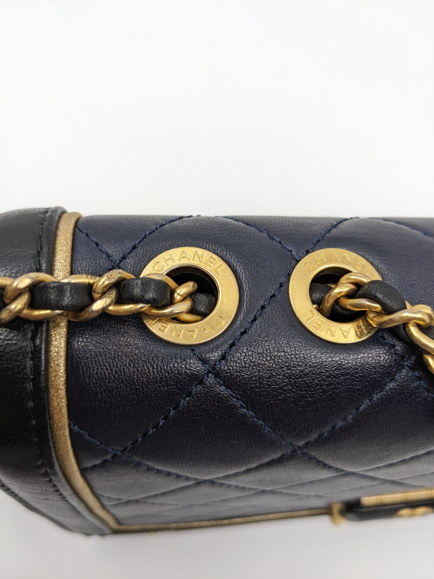 Chanel Octagon CC Clasp Single Flap Navy