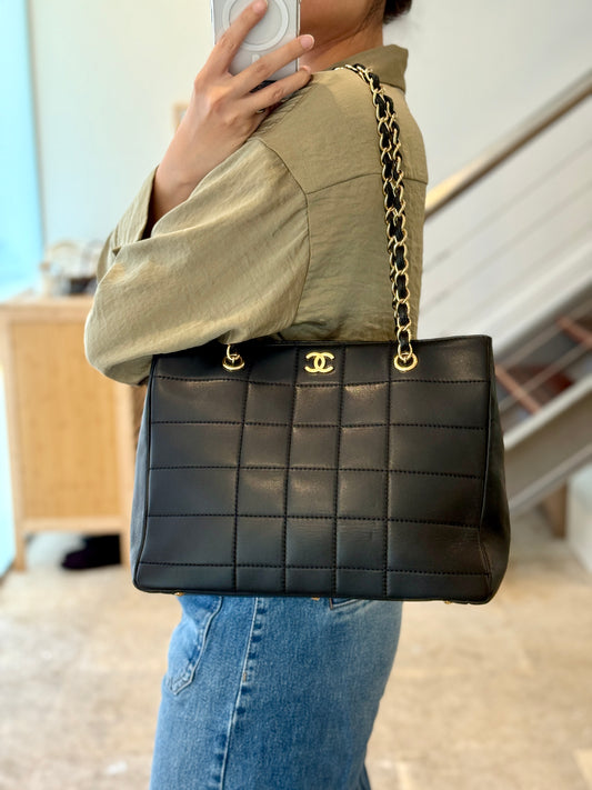 Rare Vintage Chanel Chocolate Bar Shopping Tote