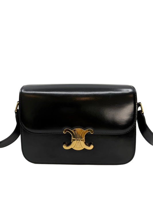 Like New Classique Celine Triomphe Medium in Black Shiny Calfskin