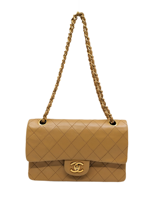 Chanel Classic Double Flaps Lambskin Small Beige 24K GHW