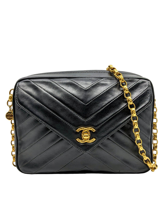Rare Vintage Chanel Small Camera Bag Bijoux Chain 24K Gold Hardware
