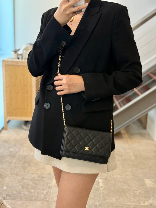 Chanel Black Caviar WOC Gold Hardware