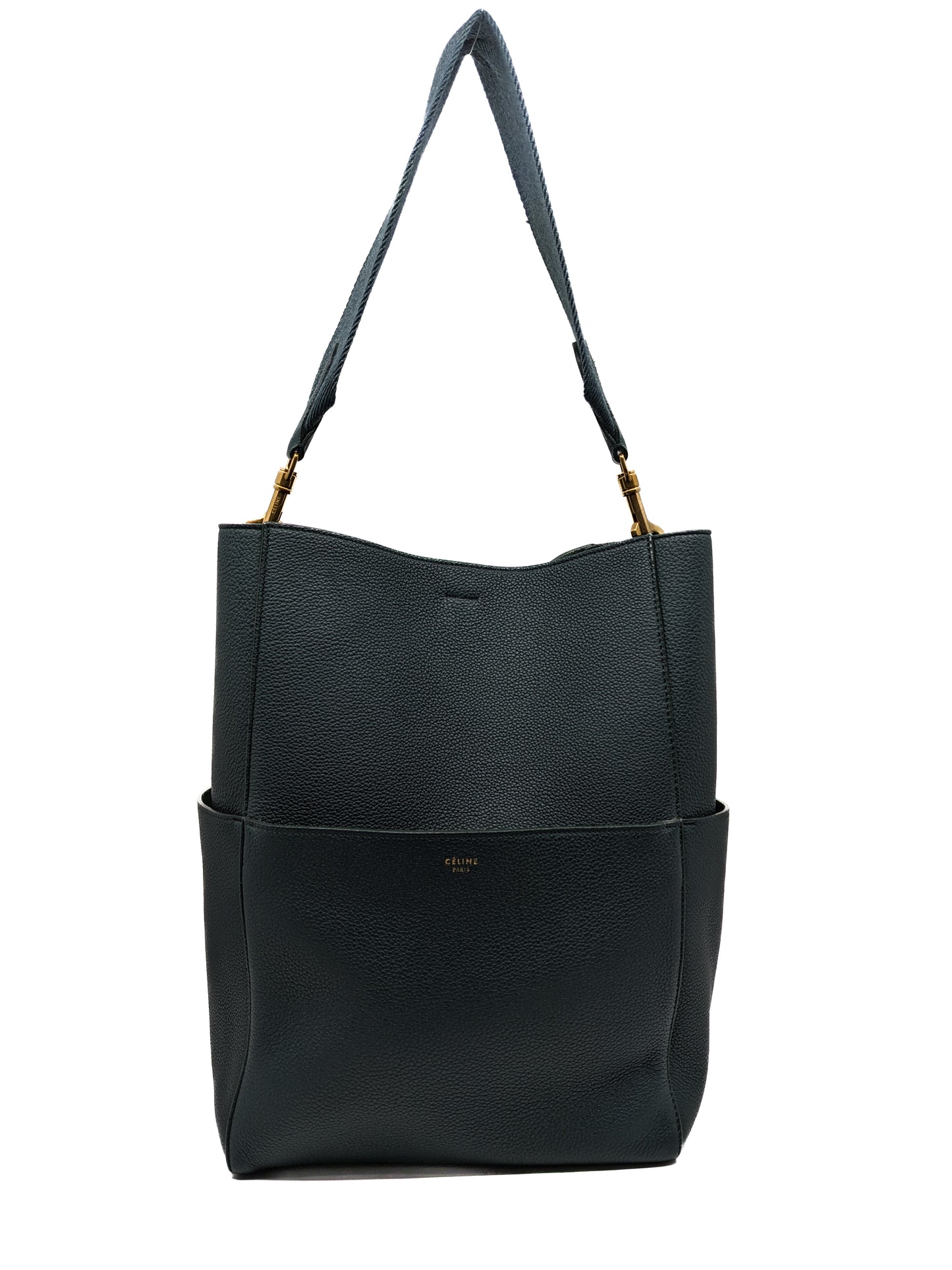 Celine Seau Sangle Tote in Dark Green