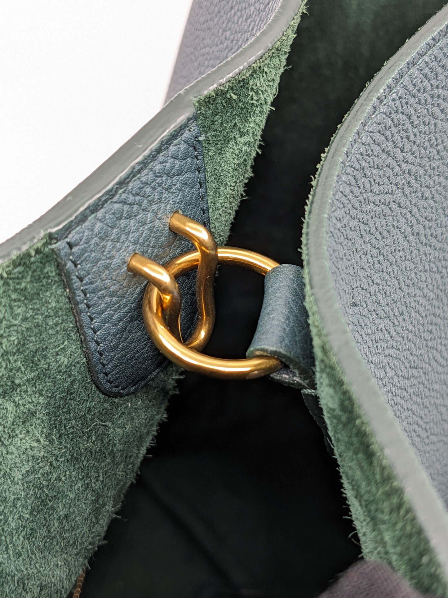 Celine Seau Sangle Tote in Dark Green