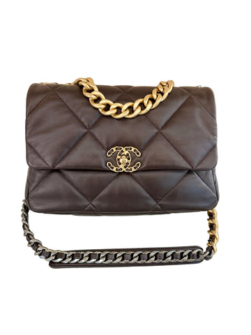 Chanel C19 Single Flap Chocolate Brown Medium Bag